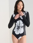 Zest Swimwear Hibiscus Surf Suit, Black & White product photo View 05 S