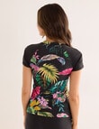 Zest Resort Short Sleeve Zip Rash Top, Tropics product photo View 02 S