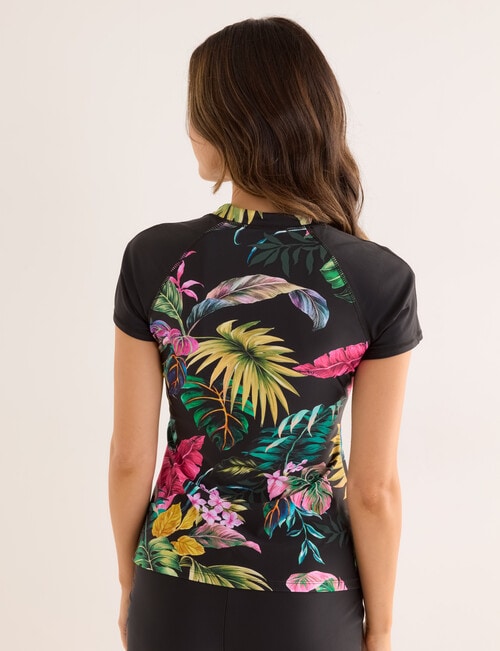 Zest Resort Short Sleeve Zip Rash Top, Tropics product photo View 02 L