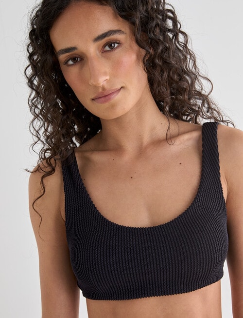 Zest Swimwear Textured Sporty Bikini Top, Black product photo View 04 L