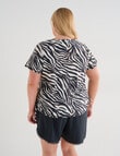 Zest Resort Curve Animal Print uched Side Swim Tee, Black & White product photo View 02 S