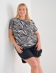 Zest Resort Curve Animal Print uched Side Swim Tee, Black & White product photo View 04 S
