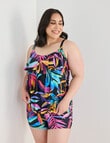 Zest Resort Curve Vibrant Leaves Tiered Tankini, Black product photo