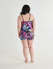 Zest Resort Curve Vibrant Leaves Tiered Tankini, Black product photo View 02 S