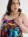 Zest Resort Curve Vibrant Leaves Tiered Tankini, Black product photo View 04 S