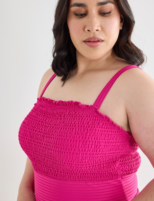Zest Resort Curve Smocked Bodice Tankini, Hot Pink product photo