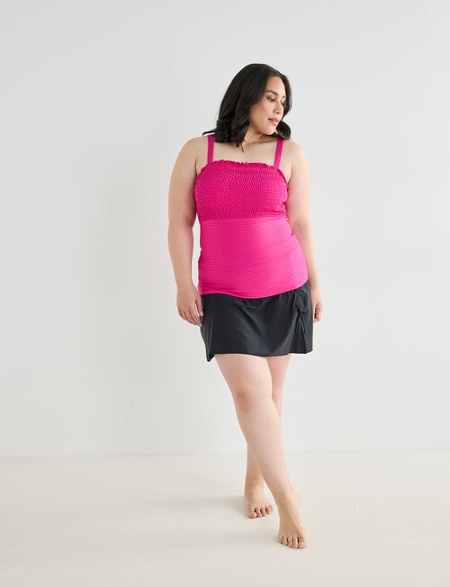Zest Resort Curve Smocked Bodice Tankini, Hot Pink product photo View 03 L