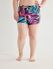 Zest Resort Curve Vibrant Leaves High Waisted Boyleg Brief, Black product photo