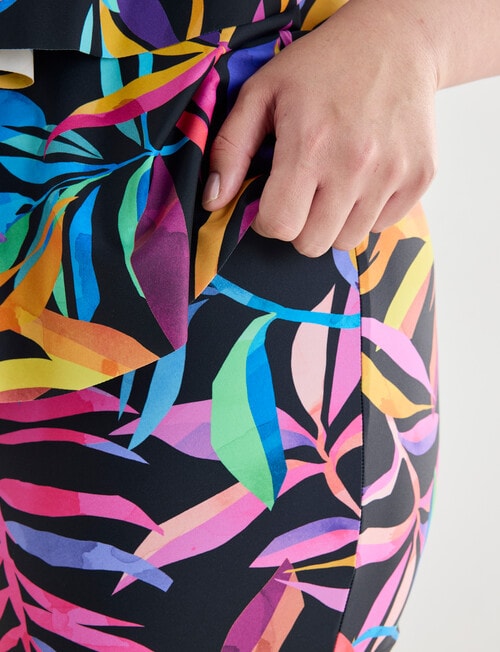 Zest Resort Curve Vibrant Leaves High Waisted Boyleg Brief, Black product photo View 04 L