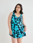 Zest Resort Curve Floral Swim Dress, Black & Aqua product photo