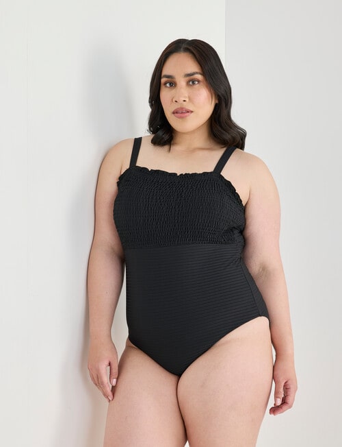 Zest Resort Curve Smocked Bodice Suit, Black product photo View 05 L