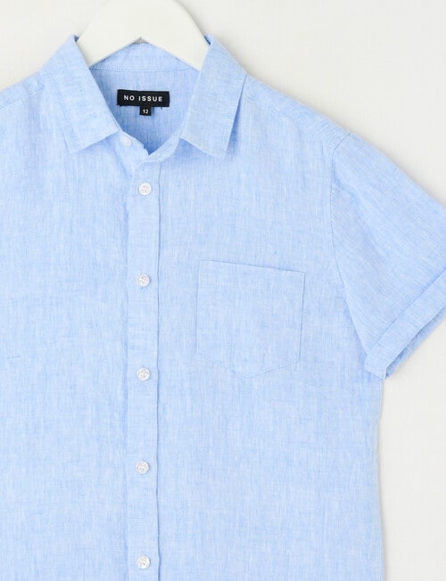 No Issue Linen Short Sleeve Shirt, Blue product photo View 02 L