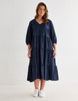 Whistle V Neck Midi Dress, Midnight product photo View 12 S