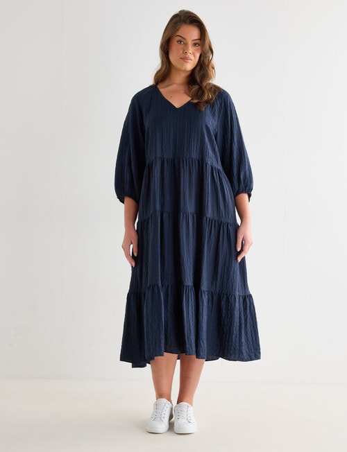 Whistle V Neck Midi Dress, Midnight product photo View 12 L