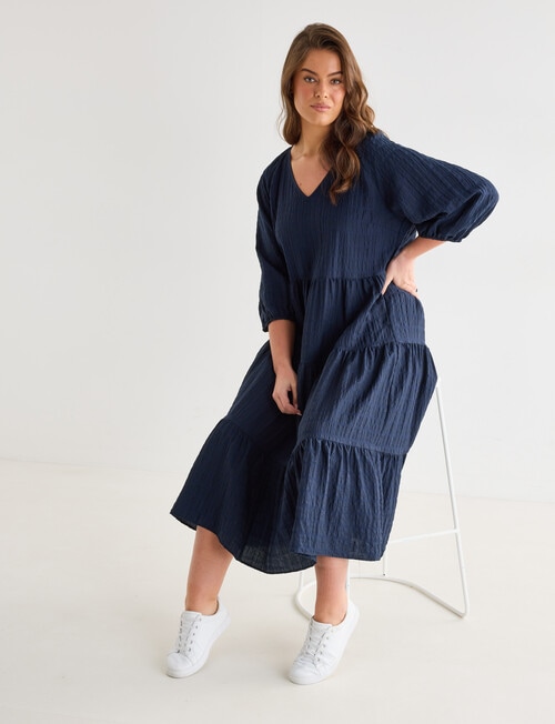 Whistle V Neck Midi Dress, Midnight product photo View 13 L