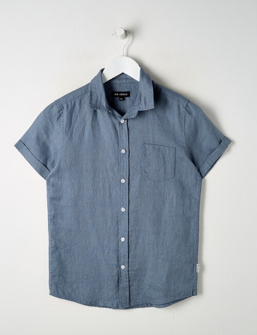 No Issue Short Sleeve Linen Shirt, Slate product photo