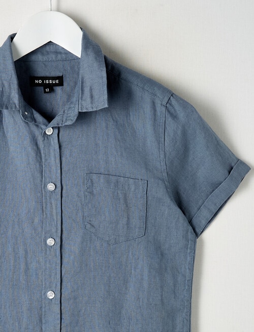 No Issue Short Sleeve Linen Shirt, Slate product photo View 02 L