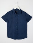 No Issue Short Sleeve Linen Shirt, Navy product photo