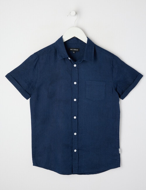 No Issue Short Sleeve Linen Shirt, Navy product photo