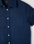 No Issue Short Sleeve Linen Shirt, Navy product photo View 02 S