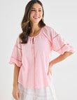 Whistle Cotton Detail Boho Top, Blush product photo