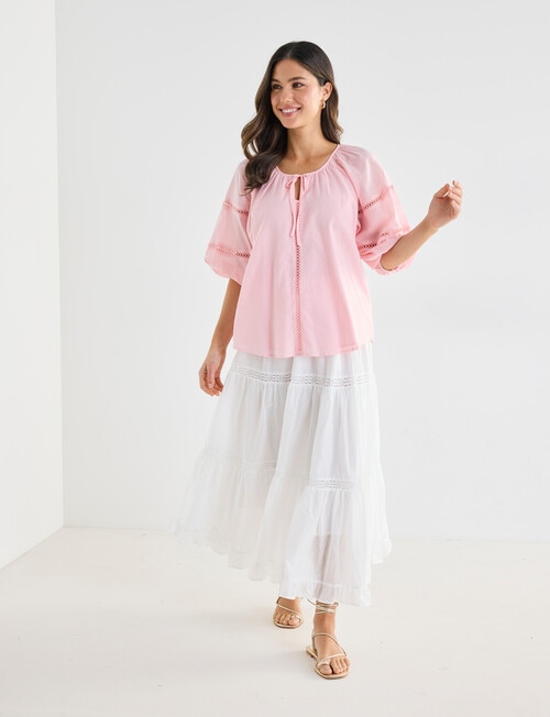 Whistle Cotton Detail Boho Top, Blush product photo View 05 L