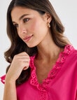 Whistle Cotton Poplin Lace Top, Hot Pink product photo View 04 S