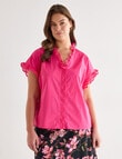 Whistle Cotton Poplin Lace Top, Hot Pink product photo View 12 S