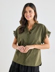 Whistle Cotton Poplin Lace Top, Khaki product photo
