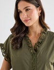 Whistle Cotton Poplin Lace Top, Khaki product photo View 04 S