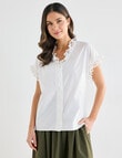 Whistle Cotton Poplin Lace Top, Ivory product photo