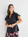 Whistle Cotton Poplin Lace Top, Black product photo