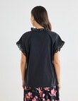 Whistle Cotton Poplin Lace Top, Black product photo View 02 S