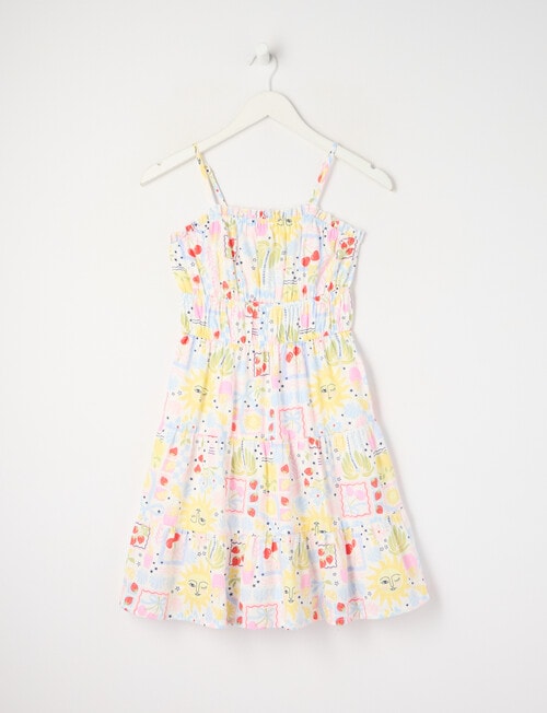 Switch Sun Print Mia Tiered Linen Blend Dress, Vanilla product photo