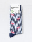 Mazzoni Chevron Flamingo Bamboo-Blend Dress Sock, Navy & White product photo View 02 S
