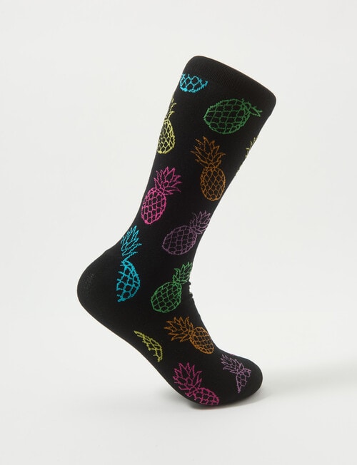 Mazzoni Rainbow Pineapple Bamboo-Blend Dress Sock, Black product photo
