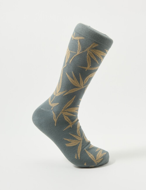 Mazzoni Leaf Bamboo-Blend Dress Sock, Sage & Beige product photo