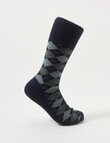 Mazzoni Argyle Comfort Top Bamboo-Blend Dress Sock, Navy, Sage & Grey product photo