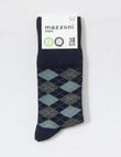 Mazzoni Argyle Comfort Top Bamboo-Blend Dress Sock, Navy, Sage & Grey product photo View 02 S