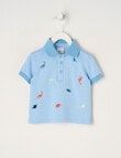 Teeny Weeny Dinos Short-Sleeve Polo Shirt, Blue product photo