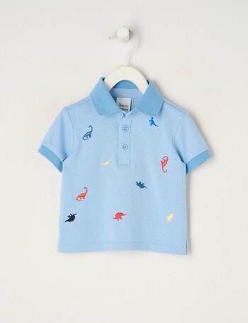 Teeny Weeny Dinos Short-Sleeve Polo Shirt, Blue product photo