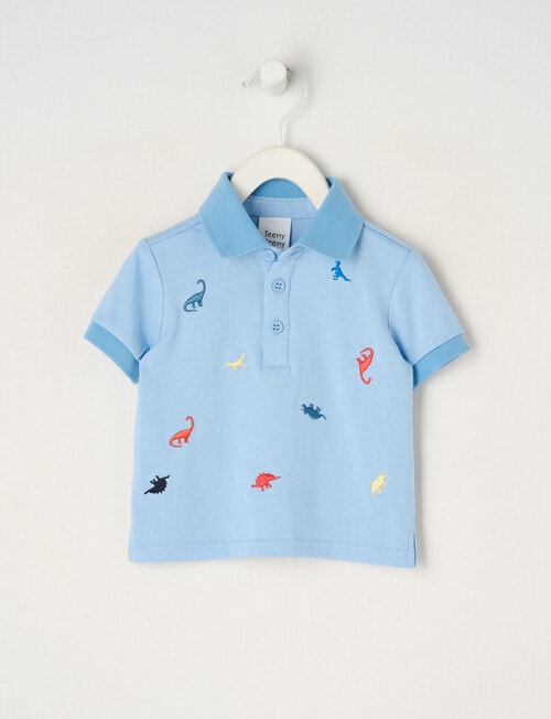 Teeny Weeny Dinos Short-Sleeve Polo Shirt, Blue product photo