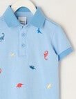 Teeny Weeny Dinos Short-Sleeve Polo Shirt, Blue product photo View 02 S
