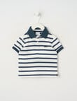 Teeny Weeny Striped Short Sleeve Polo Tee, Navy & White product photo