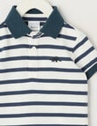 Teeny Weeny Striped Short Sleeve Polo Tee, Navy & White product photo View 02 S
