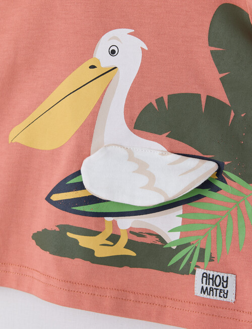 Teeny Weeny Play Time Pelican Short Sleeve Tee, Brick product photo View 03 L