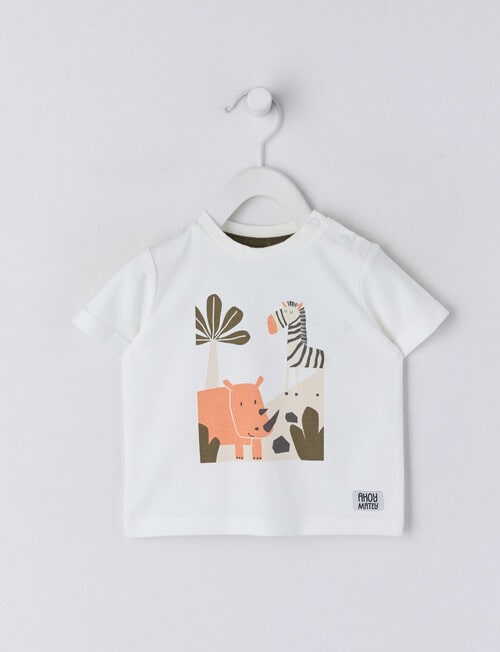 Teeny Weeny Play Time Safari Short Sleeve Tee, White product photo
