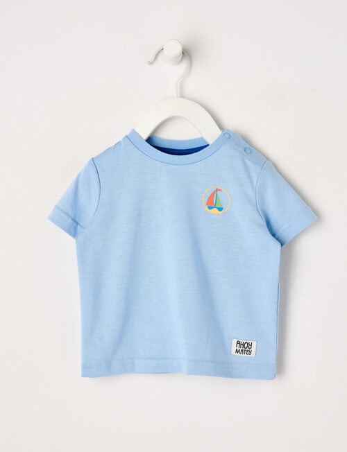 Teeny Weeny Yacht Play Time Short Sleeve Tee, Sea Blue product photo