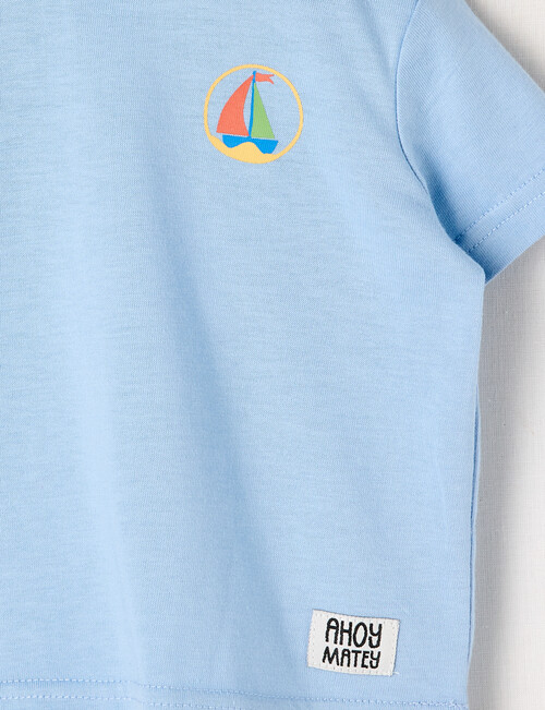 Teeny Weeny Yacht Play Time Short Sleeve Tee, Sea Blue product photo View 03 L