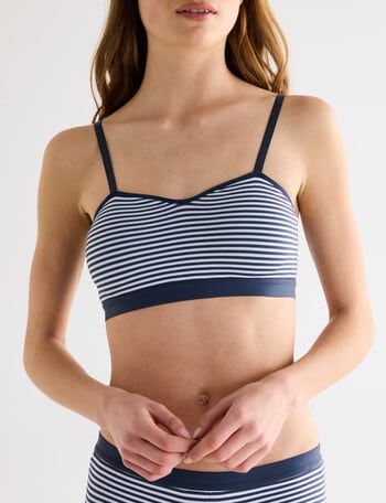 Honey Vegas Seamfree Stripe Bandeau Bra, Navy product photo